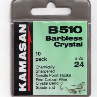 Kamasan B510 Barbless Crystal Spade end Hook Size 24